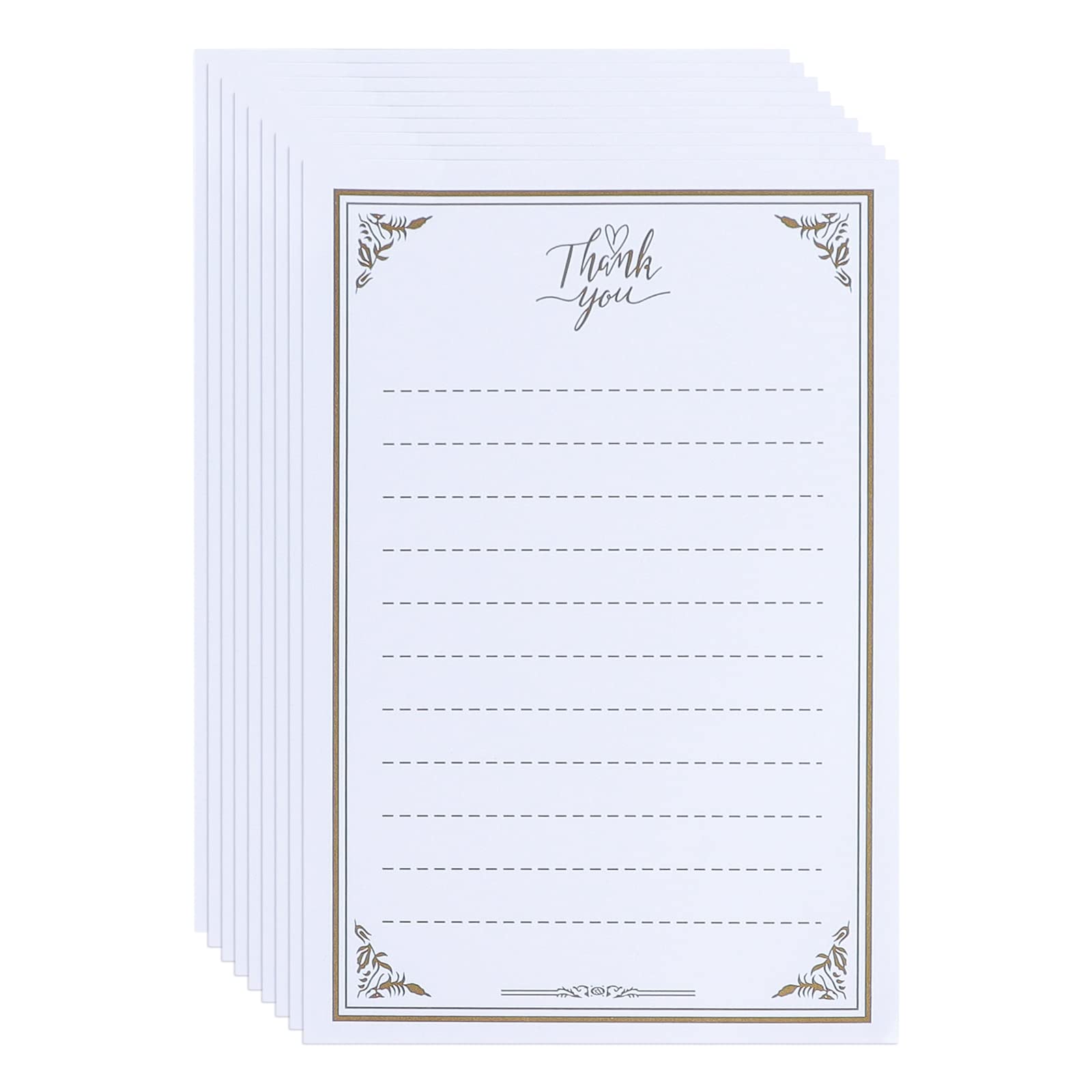 40 Sheets Vintage Letter Paper, Retro Lined Writing Stationery Paper Pad, Love Letter Paper Old Style Paper, for School Office Home, 8.26"x 5.5" (Golden Border)