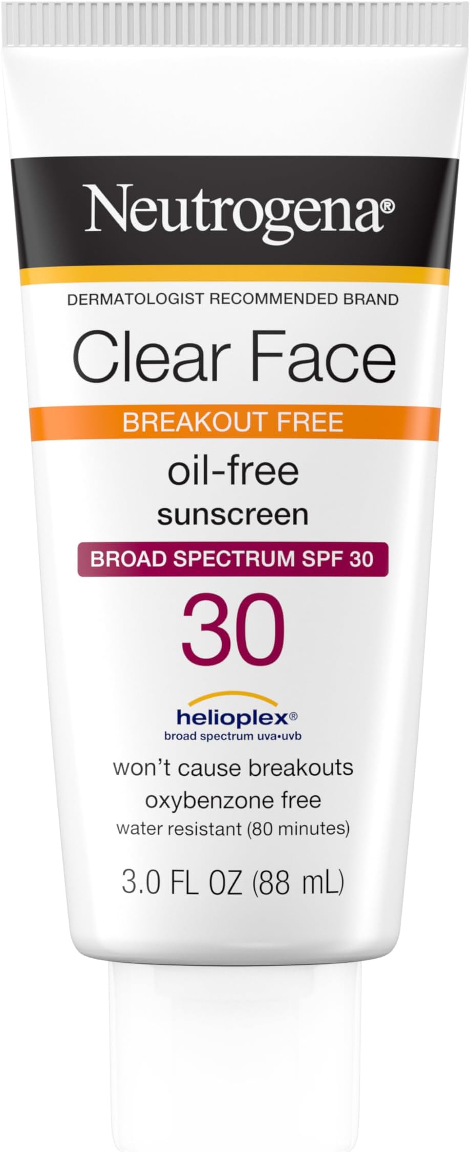 Neutrogena Clear Face Liquid Sunscreen SPF 30 Oily Acne-Prone Skin 89ml/3oz