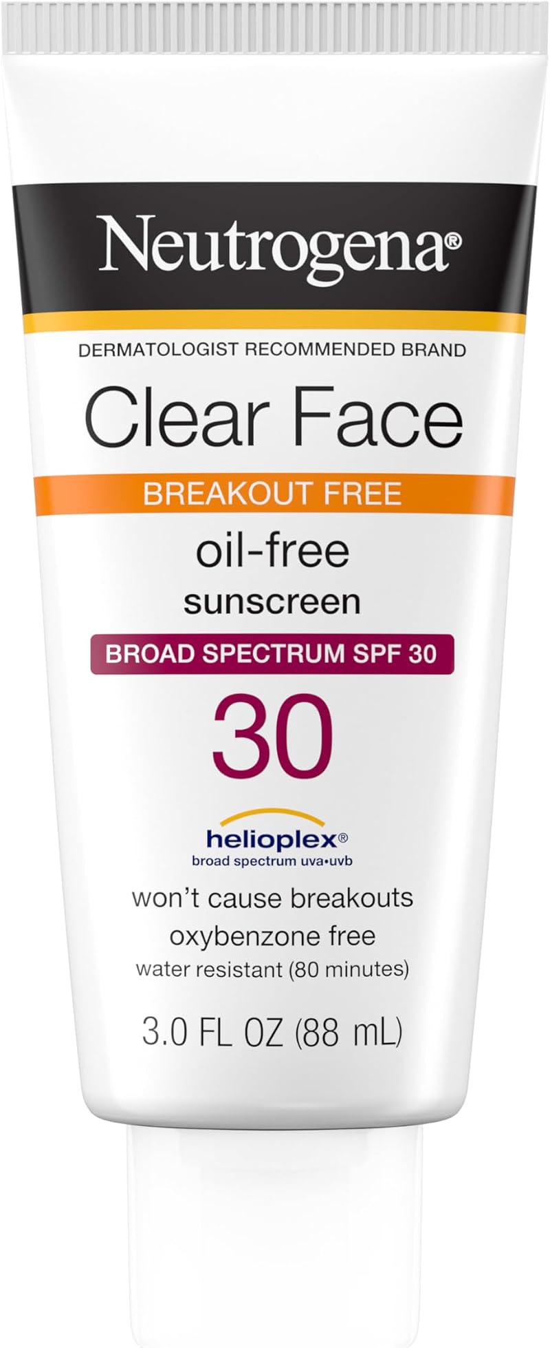 Neutrogena Clear Face Liquid Sunscreen SPF 30 Oily Acne-Prone Skin 89ml/3oz