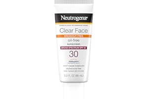 Neutrogena Clear Face Sunscreen Lotion for Acne-Prone Skin, Broad Spectrum SPF 30 Facial Sunscreen for Oily Skin, Fragrance- & Oxybenzone-Free Water Resistant, 3 fl. oz