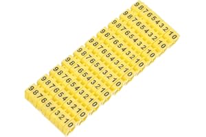 MECCANIXITY 100Pcs Wire Label, 0-9 Digital Cable Labels Tags M-3 Type, Yellow
