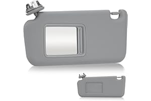 HKPARTS Left Driver Side Sun Visor SunVisor with Vanity Light for 2006-2013 Toyota RAV 74320-42501-B2 (Gray)