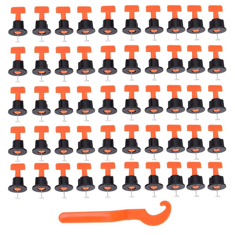 Yanmis Leveling System Locator, 50Pcs Tile Leveler Flooring Wall Spacer Building Supplies for 2-6mm Tile Space for Ceramic Tiles With Thickness of 3-25mm