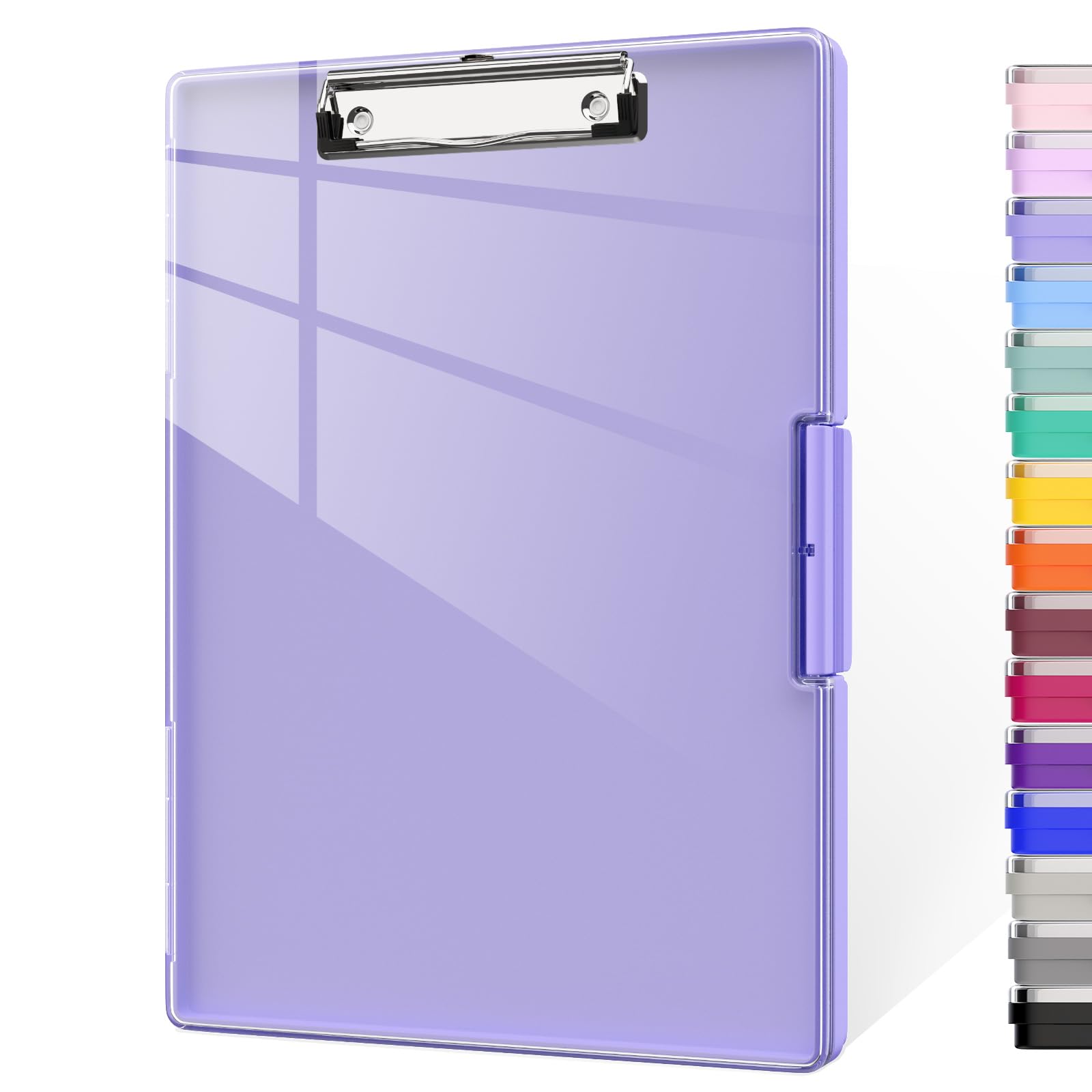 Piasoenc Clipboard with Storage, 8.5 x 11 Clip Boards with 2 Storage Case and A4 Paper Folder, Clear Dry Erase Top Panel, Heavy Duty Plastic, Folio & Side-Opening, for Nurses, Teachers, Lawers,Purple