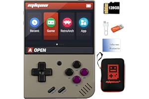 AMPOWN Miyoo Mini Plus Handheld Game Console 3.5 inch Classic System Retro Video Games Consoles Portable Rechargeable Hand Held 128G with Case Gray