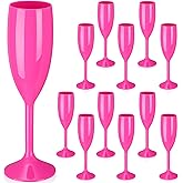 Maxcheck 12 Pcs Champagne Flutes Bulk Acrylic Toasting Drinking Flute Unbreakable Goblet Champagne Cups 6 oz Plastic Wine Glasses for Valentine's Day Wedding Bridal Shower Anniversary Party (Hot Pink)