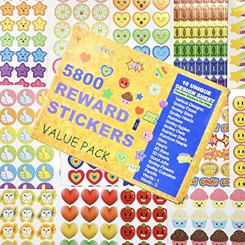 5800 pcs Teacher Stickers for Kids, Reward Stickers Mega Variety Pack, Incentive Stickers for Teacher Supplies Classroom Supplies, 18 Design Styles Including 3D Heart, face, Star, owl, Cupcake