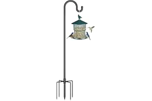 PELUOMOZ Shepherd's Hook for Bird Feeder, 60 Inch Heavy Duty Plant Hanger Outdoor with 5 Prongs, Tall Hanging Plant Stand & Bird Feeder Pole for Hummingbird Feeder, Lantern, Garden Decor (1 Pack)