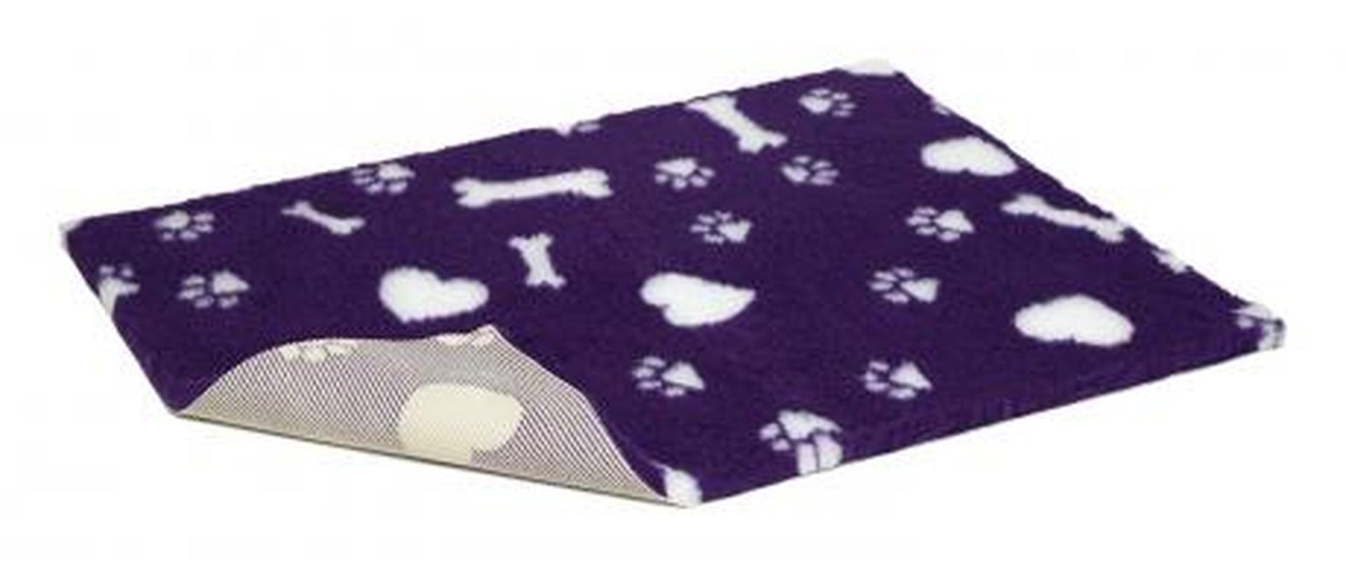 Vetbed Non-Slip Vet Bed with Hearts/Paws and Bones, 36 x 24-Inch, Purple/White