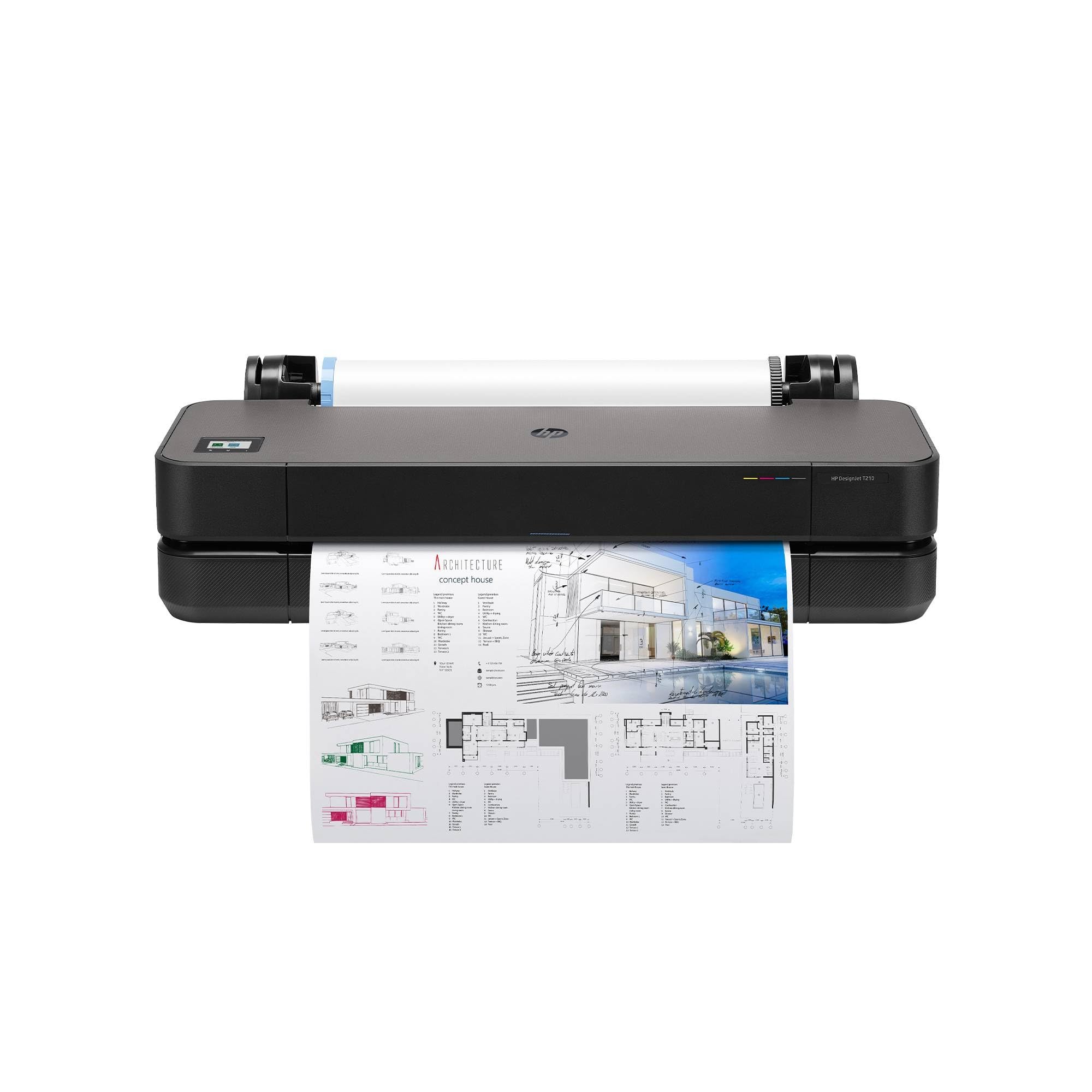 HP DesignJet T250 24-inch (5HB06D), Large Format Printer, Plotter, Standard A4-A1, 76 A1 Prints/Hour, Wi-Fi, Ethernet, USB, 2400x1200 dpi, Recycled Metal, 1-Year Warranty, HP Click, Black