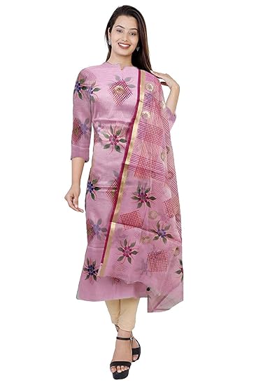 Nikhilam Hand Brush Painted Cotton Suit Dress Material for Womens (Multicoloured)