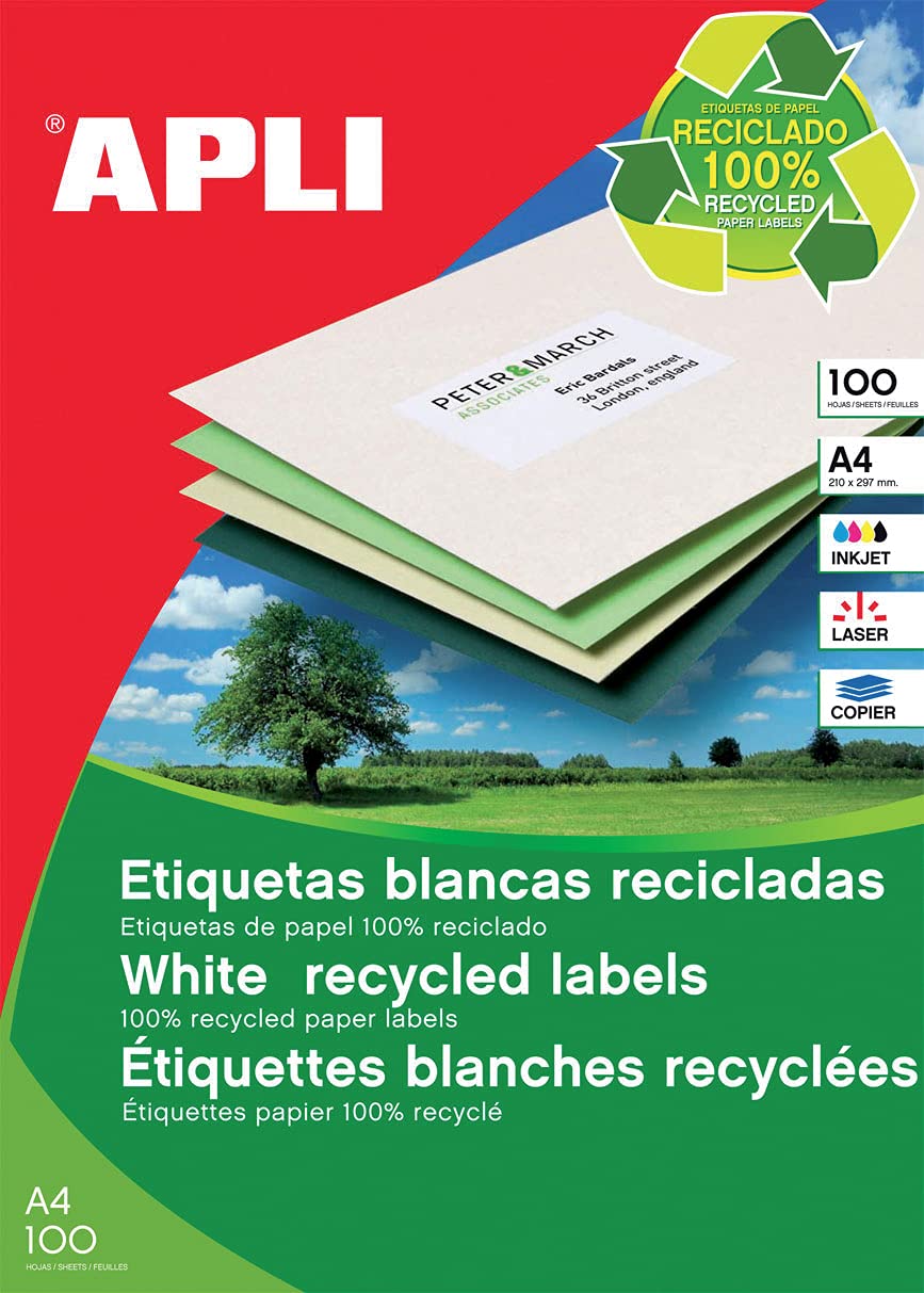 Apli APLI 12065 – Recycled Permanent White Labels 105 100 hojas White