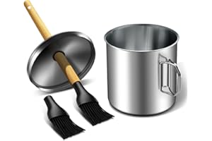 Matchwaves Extra Large Basting Brush Set with Sauce Pot for Grilling, Large Grill Prep Pot and Long Adjustable Wooden Brush