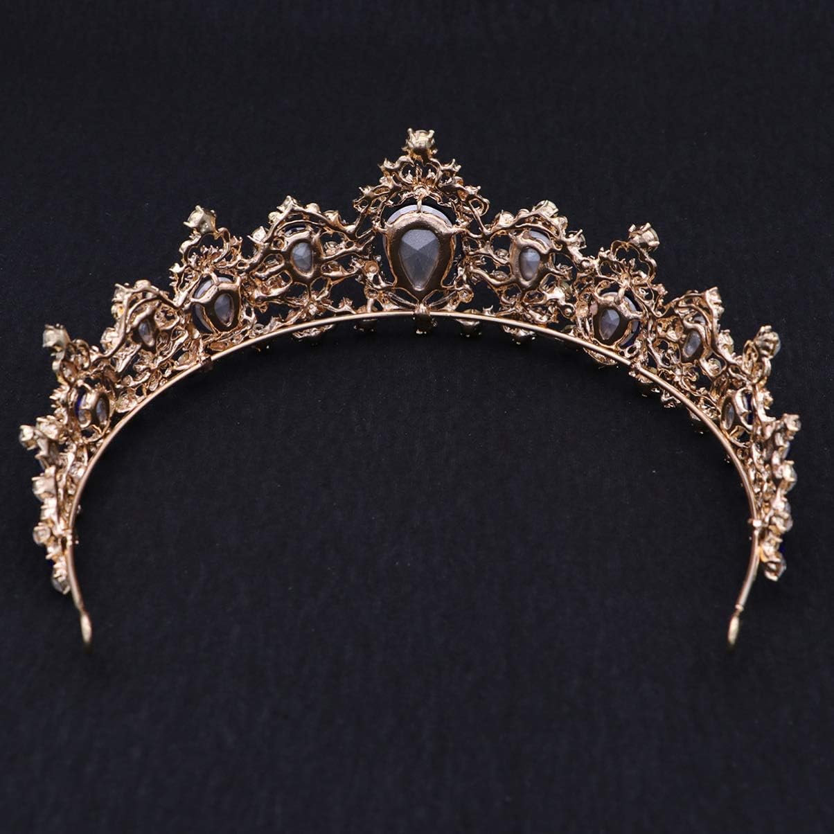 FRCOLOR Baroque Queen Crowns, Rhinestone Crystal Tiara and Crowns Headband Wedding Tiara for Women Prom Queen Crown Blue - Image 5