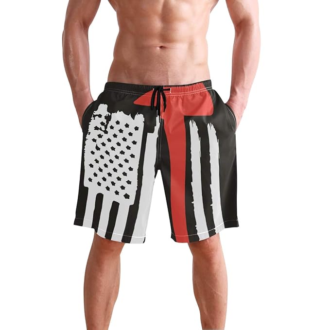 thin red line swim trunks