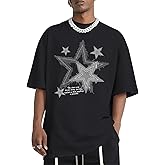 Migxsaf Men Star Graphic Shirt Y2k Oversized Shirts Streetwear Vintage Tees Grunge Inspirational Motivational Casual Tshirts