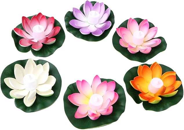 Amazon Co Jp Ledmomo 6個 花 キャンドル ライト 蓮花ライト フローティングライト防水ledバラ 造花 ランプ 浴槽水中ライト水に浮かぶ 装飾 ドラッグストア