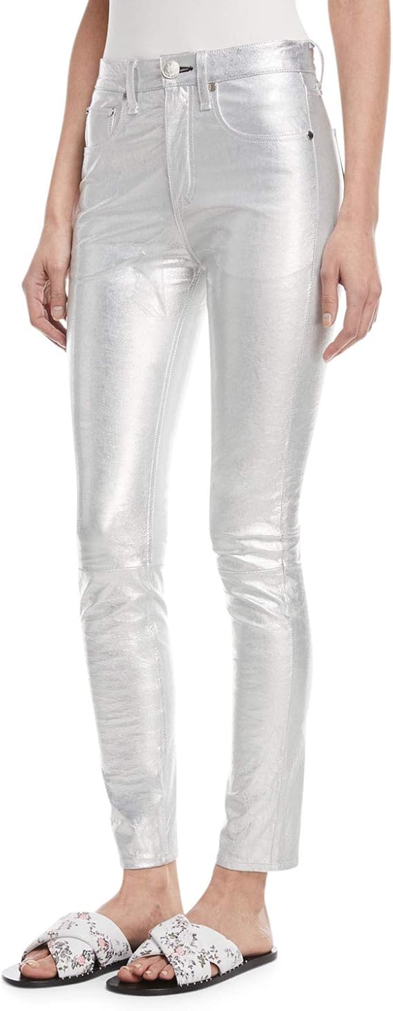 silver metallic skinny jeans