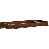 Evolur Mini Changing Tray in Walnut &ndash; Solid Wood Dresser Changing Station with Safety Brackets and Storage Compartments &ndash; Converts Dresser into Baby Changing Topper, Easy Assembly, ASTM Certified