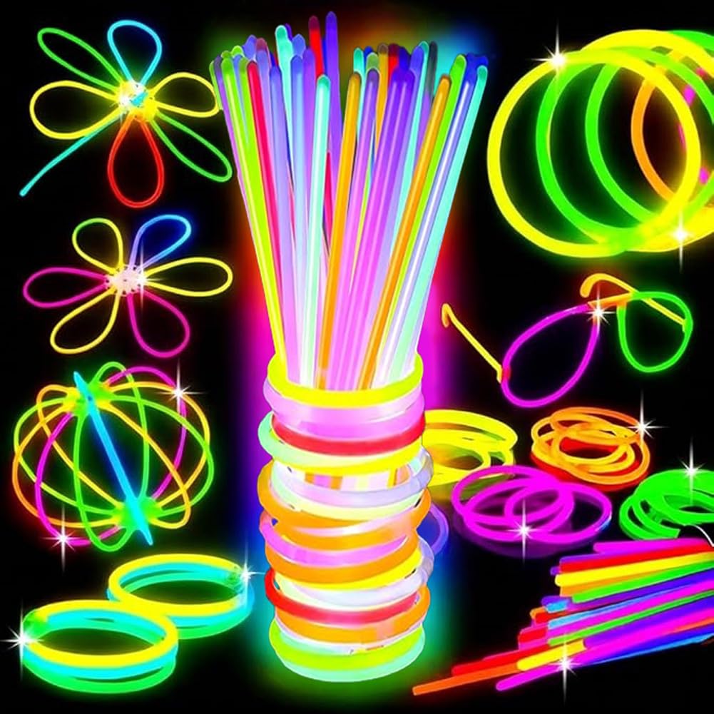 PBAEWE 100 pcs Glow Sticks Bulk 8"(20cm), Glowsticks, Party Accessories for Bracelets and Necklaces, Accessories, Easter, Christmas, Halloween Party Supplies Pack