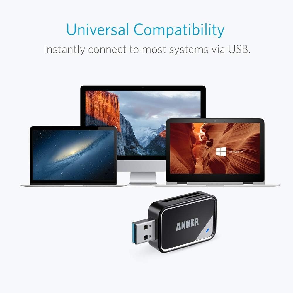 Anker 2-in-1 USB 3.0 SD Card Reader for SDXC, SDHC, SD, MMC, RS-MMC, Micro SDXC, Micro SD, Micro SDHC Card and UHS-I Cards: Computers & Accessories