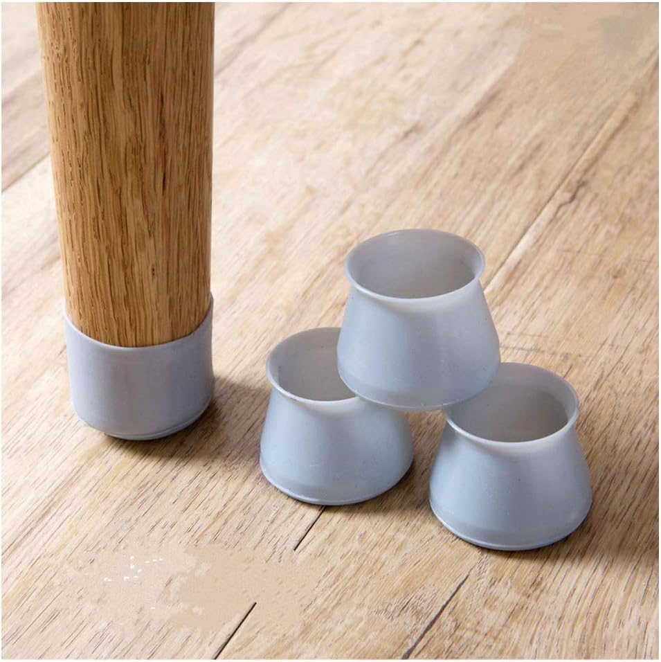 16/32/48 Pcs Furniture Flexible Silicon Mute Chair Leg Caps Table Feet Cover [Round & Square], Chair Pads Anti-Slip Prevents Scratches (Round 16 Gray)