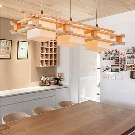 Qligha Lustre Moderne En Bois Massif Avec Socle En Verre Pour Le Salon Suspension De Cuisine Eclairage De Suspension Ampoule E27 Non Comprise White 3heads Amazon Fr Cuisine Maison
