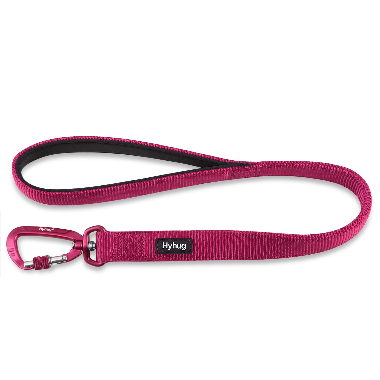 Lightweight Aluminum Alloy Hook Buckle, High-grade Upgraded Traffic Durable Nylon 24 inch Short Leash, with soft Neoprene Lining Handle, Professional Training(24 Inch Long, Rose Red) — image 1