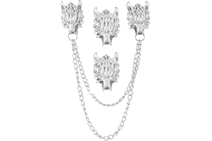 WCRAZYE 2PCS Long Chain Brooch Punk Wolf Head Tassel Brooch Pin for Women Men Cool Retro Animal Head Collar Coat Pin Corsage Pin Christmas Gifts