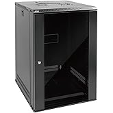 Tecmojo 18U Wall Mount Rack Network Cabinet for 19" IT Equipment,with Lockable Glass Door and Side Panels,Cooling Fan,Black,17.7inch Depth for AV/Computer/Electronics Equipment Data Rack