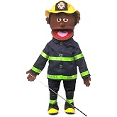 25" Fireman, Black Male, Full Body, Ventriloquist Style Puppet