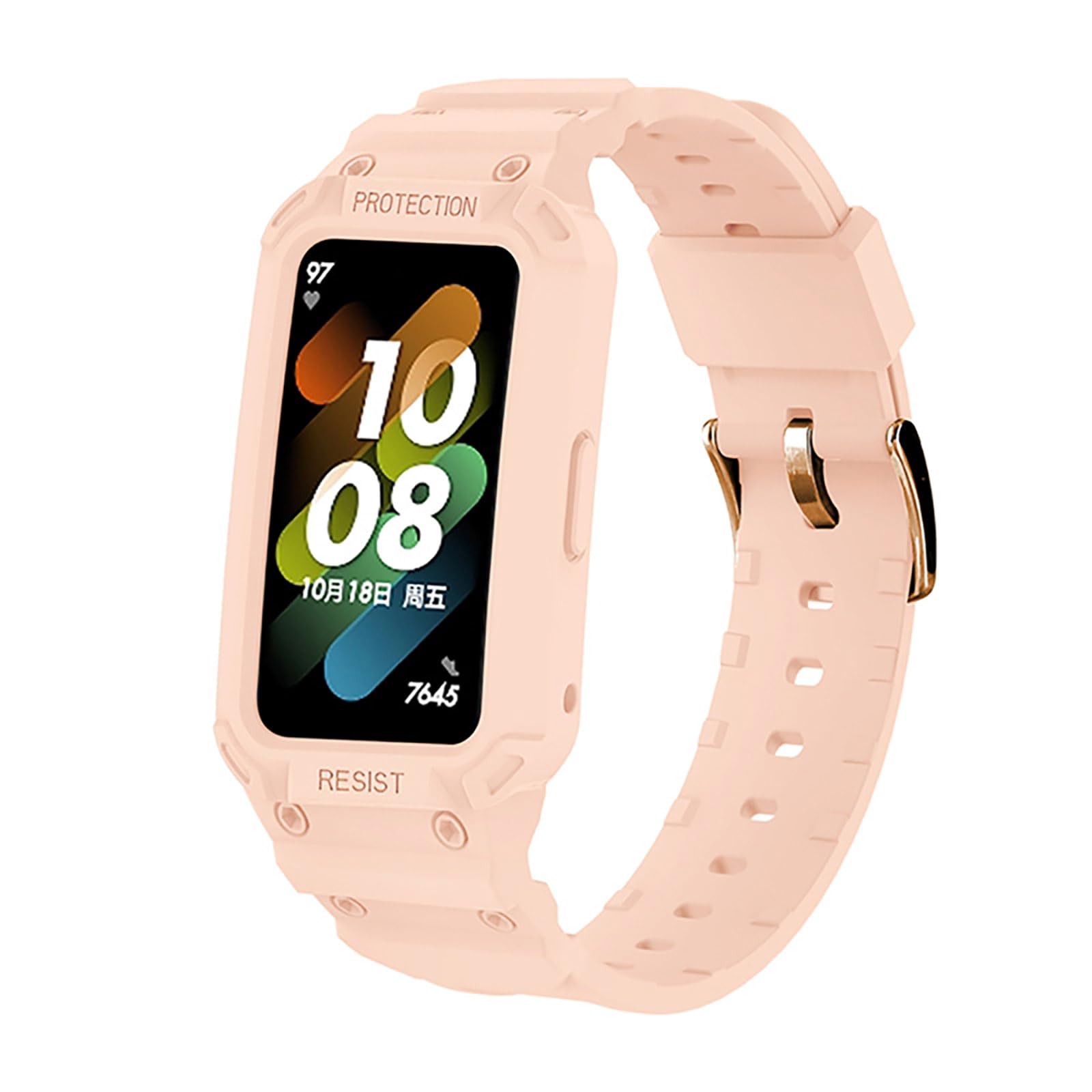 GIOPUEY Compatible Strap for Huawei Band 8, Soft Silicone Watch Strap - Wear-resistant, Breathable - Pink