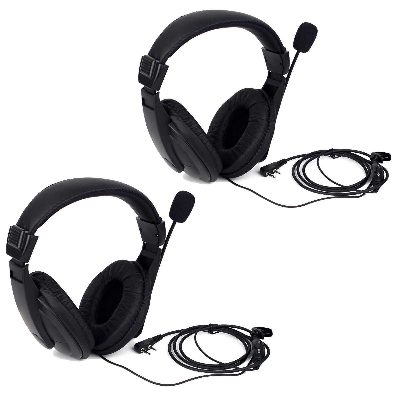 Retevis R114 Walkie Talkie Headphones Noise Cancelling VOX Overhead Earpiece Headset 2 Pin Compatible with 2 Way Radio RT24 RT27 Baofeng BF-888S UV-5R Kenwood (2 Pcs)