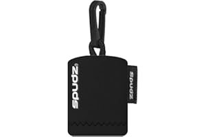 SPUDZ Classic Microfiber Lens Cleaner – Clip-On Pouch, Washable – for Binoculars, Scopes, Glasses, Screens | Black, 6 x 6 Inch