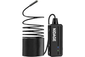 Wireless Endoscope NIDAGE 5.5mm WiFi Borescope 1080P HD Inspection Camera for iPhone Android, Semi-Rigid Snake Drain Sewer Camera IP67 Waterproof Borescope Camera with Light, Cool Gadget for Men 33FT