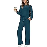 WIHOLL Women's 2 Piece Sets Sweatshirt Casual Travel Outfits Lounge Wide Leg Tracksuit Cozy Sweatsuits Fashion 2026