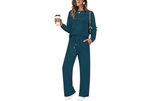 WIHOLL Women's 2 Piece Sets Sweatshirt Casual Travel Outfits Lounge Wide Leg Tracksuit Cozy Sweatsuits Fashion 2025