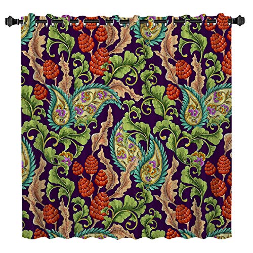 Usophia Blackout Grommet Curtains Paisley Theme Floral Pattern
