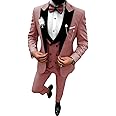 Wangyue Mens Tuxedo Suit Set 3 Piece Wedding Tuxedos for Men Slim Fit Prom Suits Double Breasted Groom Tux with Bow Tie