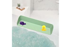 AQUASPLASH SHIELD Bathtub Splash Guard, 2Pack Silicone Bathtub Splash Guard with Strong Suction Cups - Bathtub Accessories, Bath Toy Holder, Bathtub Side Splash Guard, Tub Play Shelf for Kids, 2 Pack (Seafoam Green)