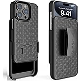Aduro Combo Case with Kickstand & Holster for iPhone 15 Pro Max, Slim Shell & Swivel Belt Clip Holster, with Built-in Kickstand for Apple iPhone 15 Pro Max (6.7")