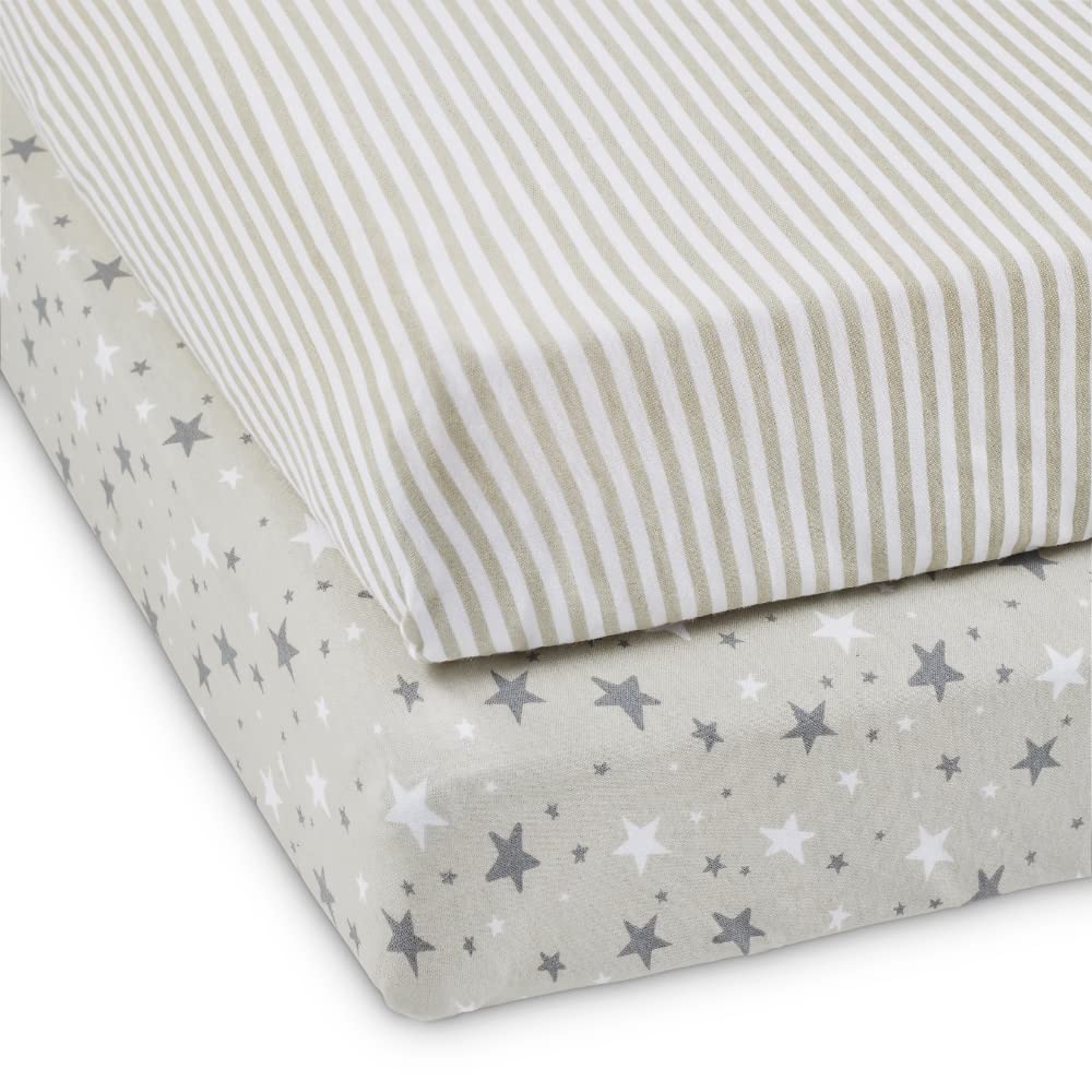 Ickle Bubba Cot Bed Fitted Sheets 2 Pack (Cosmic Aura) – 100% Soft Cotton Jersey, Fits 140x70cm Baby Cot Bed Mattress