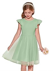 Haloumoning Girls Tutu Dress Ruffle Short Sleeve