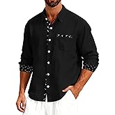 TAFLE Men's Linen Shirts Short Sleeve Casual Shirts Button Down Shirt for Men Beach Summer Wedding Shirt