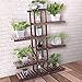 Ufine Carbonized Wood Plant Stand 6 Tier Vertical Shelf Flower Display Rack Holder Planter Organizer for Indoor Outdoor Garden Patio Balcony Living Room and Office
