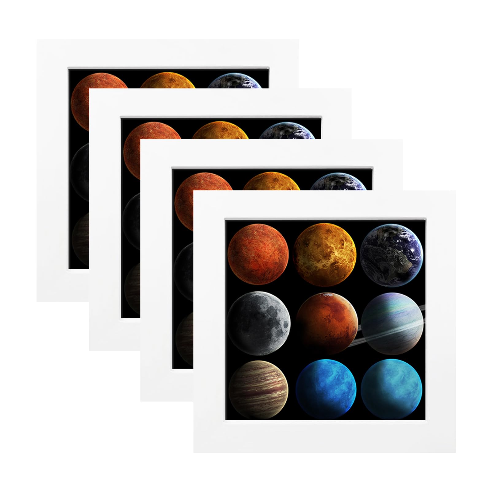 EGOFINE 4x4 Photo Frames White Set of 4 - Square Table Top Frames Wall Mounting, 10x10cm Plexiglass Picture Frames Wooden Frames for Portrait, Print, Landscape — image 1