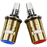 Upgraded 1-099XKJKABNF & 1-100XKJKABNF Ceramic 1/4-Turn Cold & Hot Cartridge Kit, Compatible with Chicago Parts, Short Stem for Exposed-Caps, Easy to Install