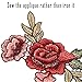 OPount 2 Pieces 7.5 x 4.1 Inch Embroidery Rose Flower Sew On Patch Badge Embroidered Floral Collar Bust Dress Bag Applique