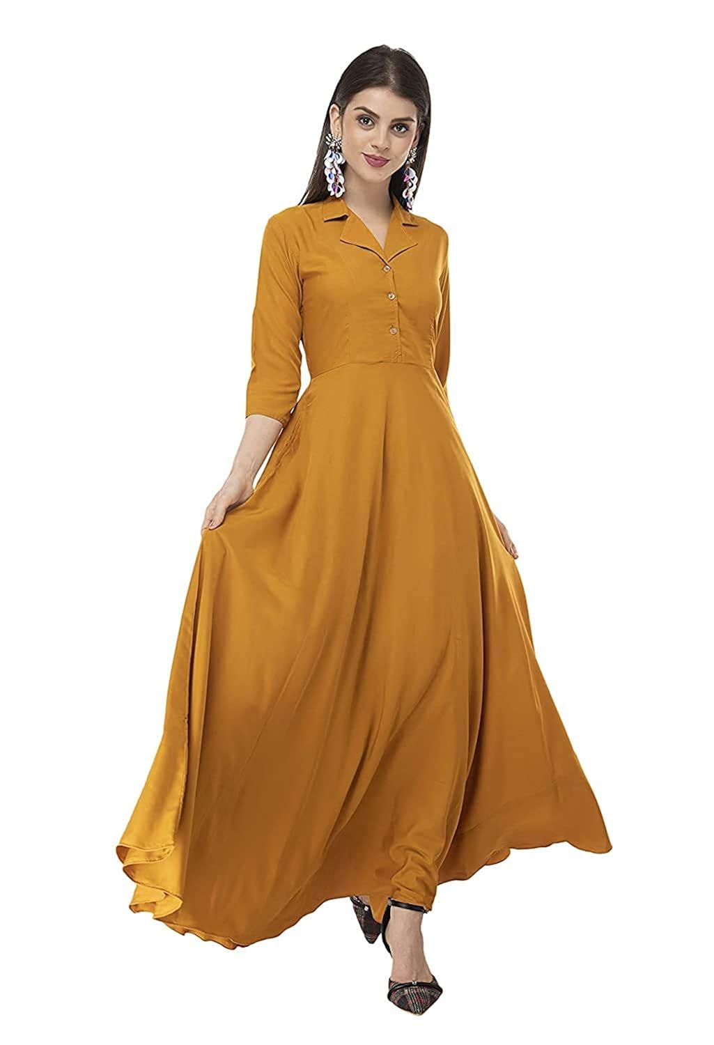 Buy SHOPAVO Colorblocked Full Length Dress at Amazon.in