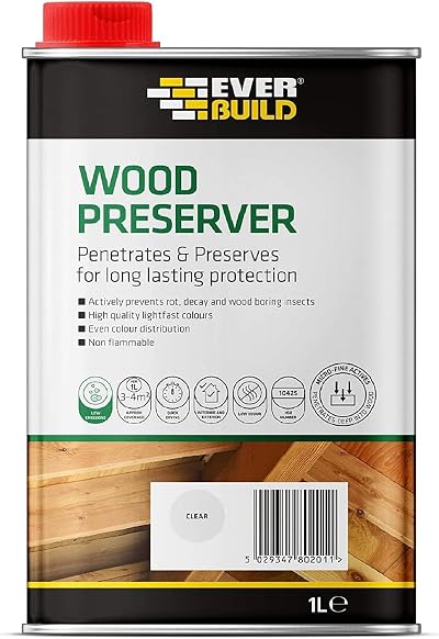 Everbuild Wood Preserver 1L Interior Exterior Low Odour Quick Dry Pack of 5